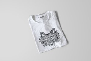 狐狸-曼陀罗花手绘T恤印花图案设计矢量插画素材 Fox Mandala T-shirt Design Vector Illustration