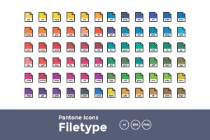 潘通色文件类型/文件格式矢量图标 Pantone filetype icons