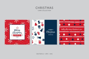 浓厚节日氛围圣诞节贺卡矢量设计模板集v1 Christmas Greeting Card Vector Set