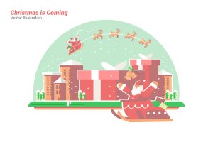 喜迎圣诞节到来矢量手绘插画素材 Christmas is Coming – Vector Illustration