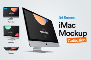 四种视角2019款视网膜屏iMac一体机样机 iMac 2019 Retina Mockup Collection