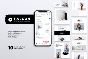 创意设计代理Instagram&Facebook文章贴图模板 FALCON Creative Agency Instagram & Facebook Post
