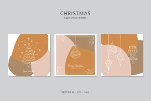 创意三色设计风格诞节贺卡矢量设计模板集v2 Christmas Greeting Card Vector Set