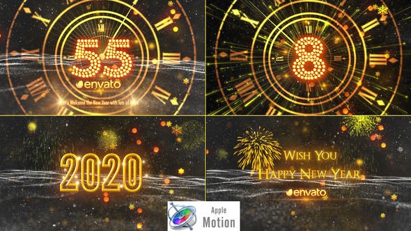 2020年新年倒计时视频片头制作素材Apple Motion&FCP模板 New Year Countdown 2020 – Apple Motion