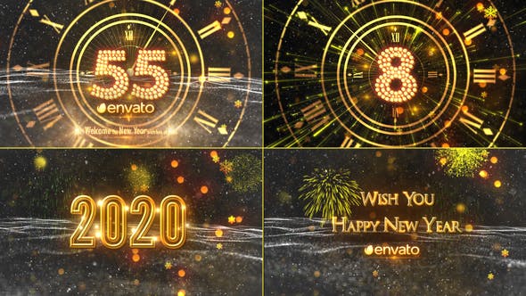 2020年新年60秒倒计时特效片头素材视频AE模板 New Year Countdown 2020