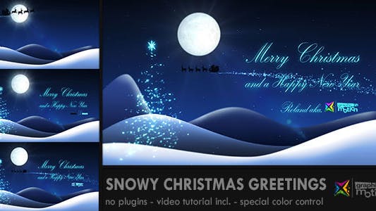 雪花粒子夜景圣诞节祝福视频AE模板 Snowy Christmas Greetings