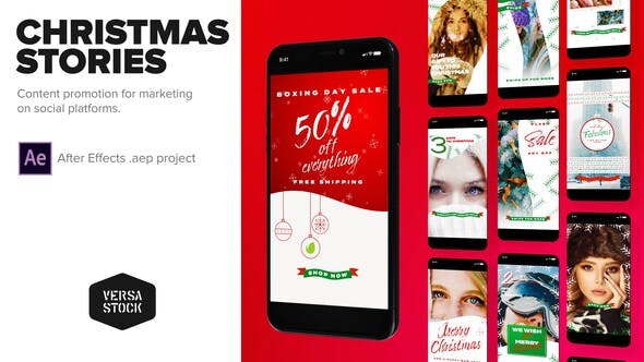 圣诞节主题社交营销推广视频AE模板 Christmas Social Marketing