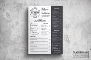 A3&美国信纸尺寸极简设计风格西餐厅菜单海报模板 Minimal Elegant Food Menu – A3 & US Tabloid Poster
