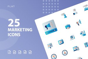 25枚市场营销主题扁平设计风格矢量图标 Marketing Flat Icons