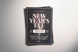 新年前夜倒数活动简约风海报传单设计模板 New Year’s Eve Flyer