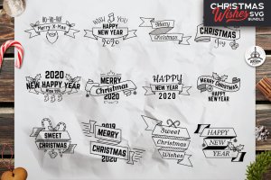 复古圣诞主题Logo/标签/徽章设计模板 Retro Christmas Overlays, New Year Labels & Badges