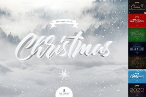 圣诞节主题海报文字特效PSD图层样式 Christmas Text Effects