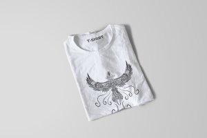 凤凰-曼陀罗花手绘T恤印花图案设计矢量插画素材 Phoenix Mandala T-shirt Design Vector Illustration