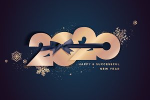 圣诞节庆祝暨迎接2020年主题矢量插画设计素材v4 Happy New Year 2020 business greeting card