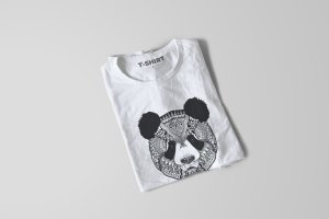 熊猫-曼陀罗花手绘T恤印花图案设计矢量插画素材 Panda Mandala T-shirt Design Vector Illustration