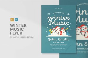 冬季音乐节主题活动海报传单模板 Music Winter Flyer