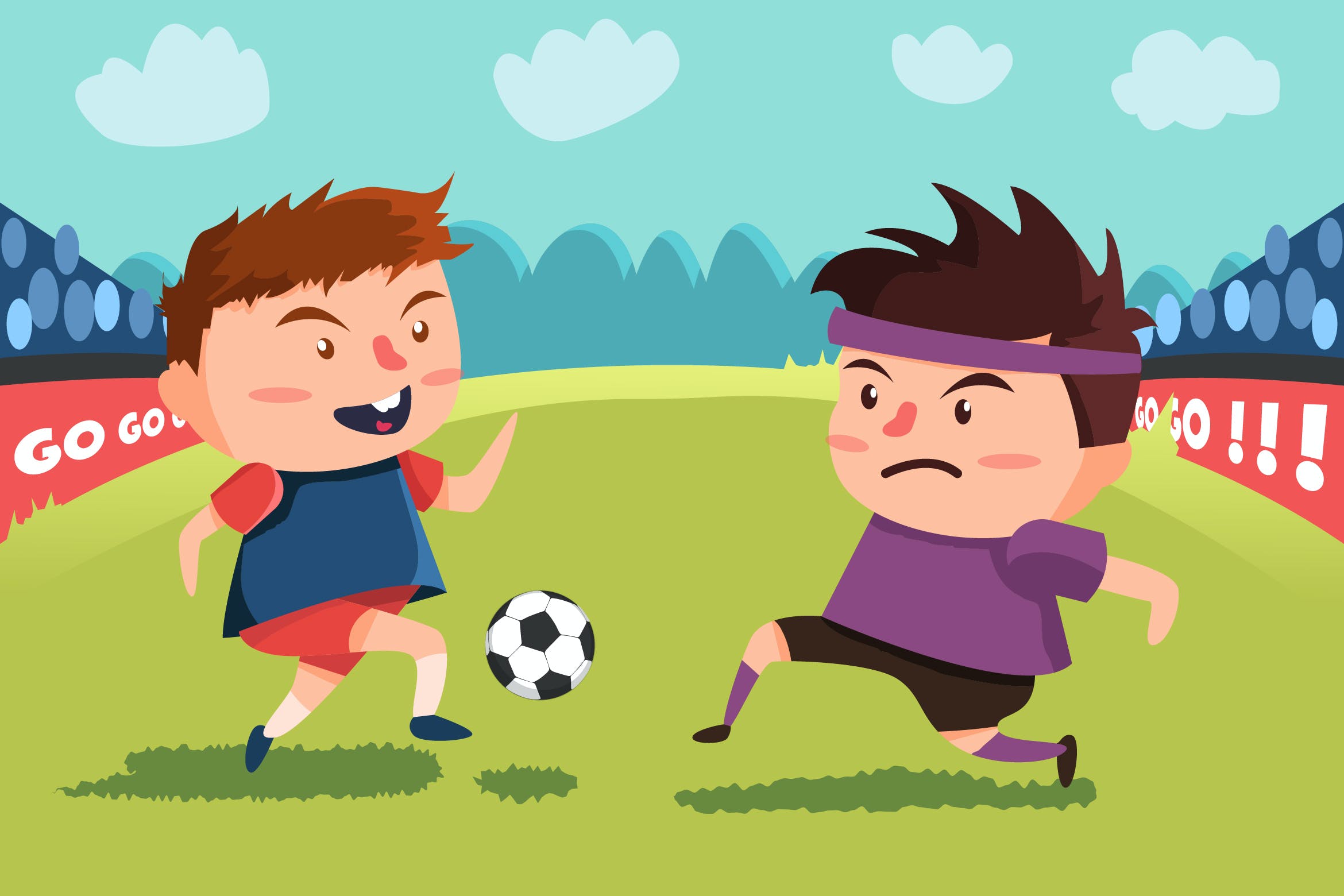 足球运动场景卡通手绘插画设计素材v1playingfootball–vector