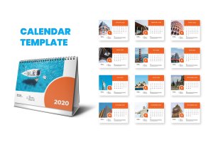 世界景观照片2020年活页台历日历表模板 Calendar 2020