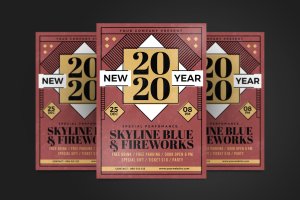 复古设计风格2020年新年庆祝活动海报传单模板 New Year Party Flyer