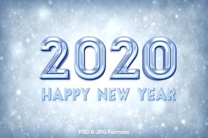 2020新年冰块效果字体设计PSD模板v1 New Year 2020 V1