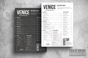 极简设计风格西餐菜单海报设计模板 Venice Minimal Food Menu – A3 & US Tabloid Poster