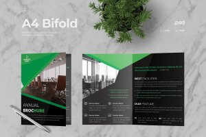 高端上市公司介绍对折页宣传册设计模板v2 Business Bifold Brochure