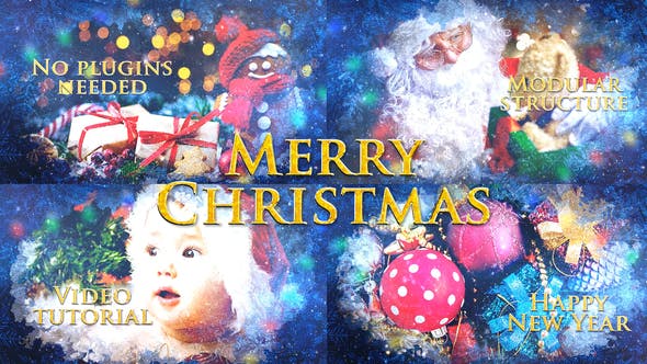 圣诞节冰霜梦幻电子相册视频AE模板 Merry Christmas Slideshow / Holiday Greetings / Winter Memories Album / New Year Titles