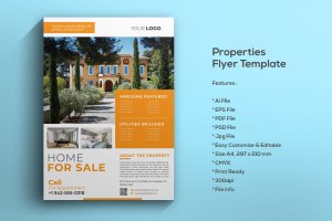 奢华别墅房地产促销传单设计模板 Properties Flyer Template