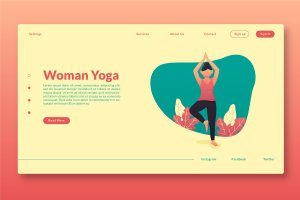 瑜伽主题网站着陆页设计模板 Woman Yoga – Landing Page GR
