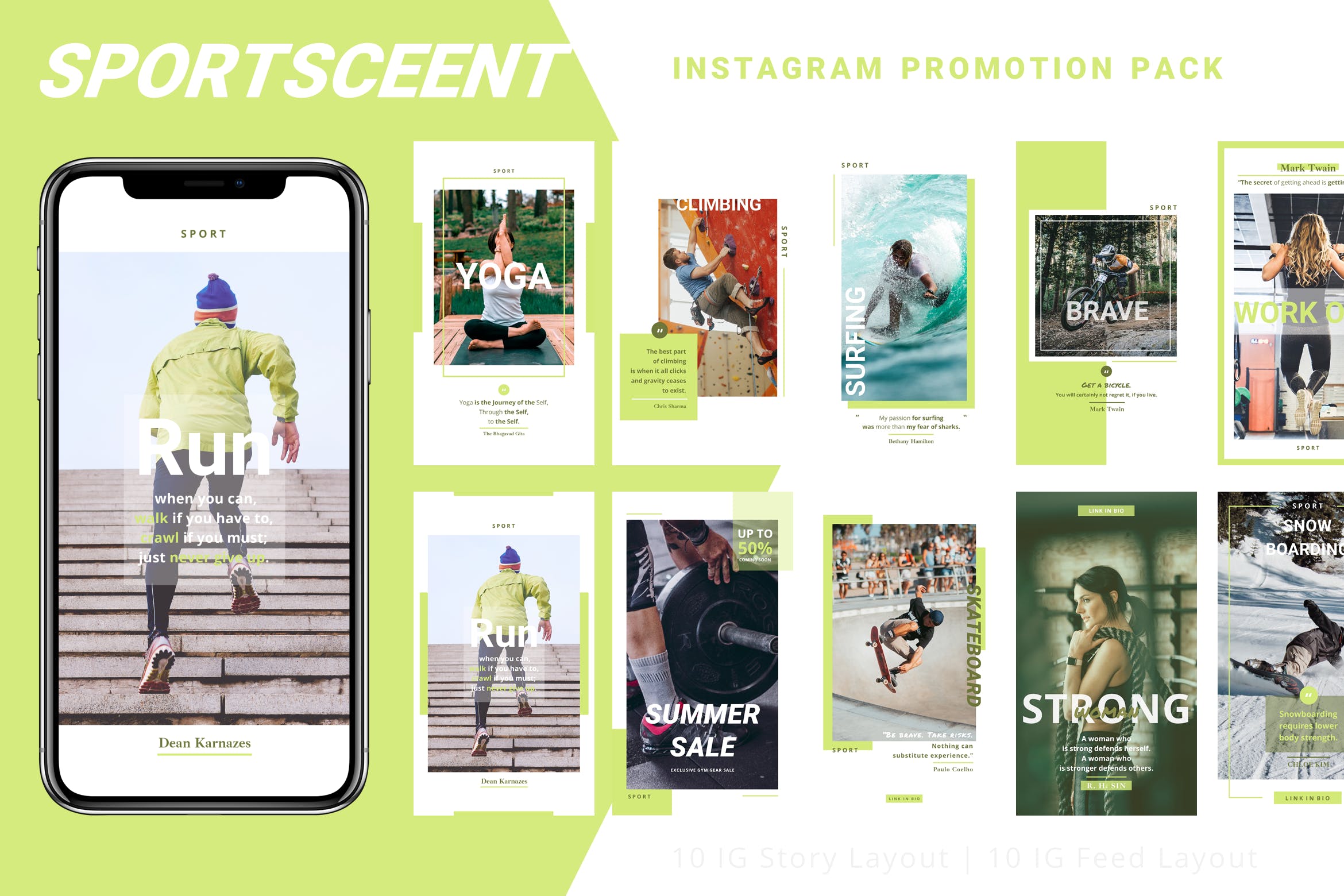 体育运动主题Instagram品牌故事设计模板 Sportsceent – Instagram Story Pack