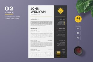 现代图形设计师CV简历模板 Modern Resume / CV Template
