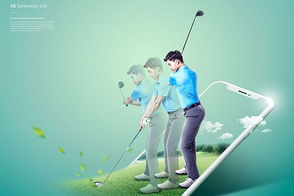 5G网络生活主题高尔夫户外运动广告宣传海报设计模板