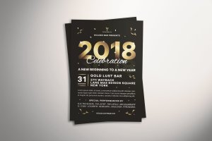 新年前夜金色文字海报传单模板v2 New Year’s Eve Flyer