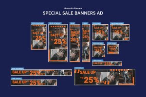 打折促销广告常规尺寸Banner图设计模板 Special Sale Banners Ad PSD Template