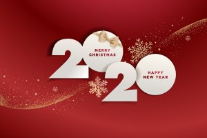 圣诞节暨2020新年主题大红色矢量背景图素材 Christmas and New Year 2020