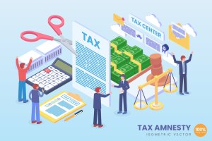 税收赦免政策2.5D矢量等距概念插画 Isometric Tax Amnesty Policy Vector Concept