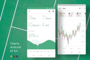 简约风Android手机应用数据图表界面设计 Charts Android UI Kit