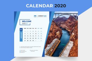 基建&建筑企业定制2020年日历表设计模板 Desk Calendar 2020