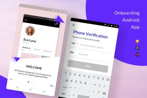 Android应用引导页启动页设计模板[Figma, Sketch&XD] Onboarding Android App