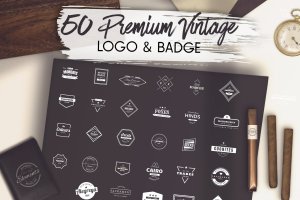 50个复古设计风格Logo&徽章设计模板 50 Premium Vintage Logo & Badge