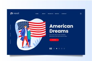 美国梦主题网站设计矢量插画素材 American Dreams Web Header PSD and AI Vector