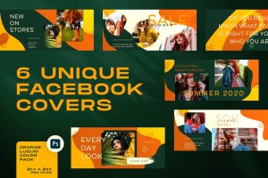 橙色流体设计风格Facebook封面设计模板 Orange Liquid Facebook Covers