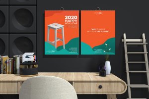 2020年家具设计公司定制挂墙活页日历设计模板 Hanzel – Furniture Wall Calendar 2020