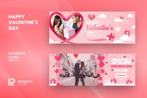 情人节主题Facebook主页封面设计模板 Valentine’s R1 Facebook Cover Template