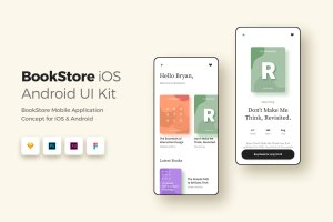 在线书店/电子书APP页面UI套件 Book Store iOS &  Android UI UX Kit