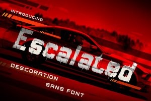 独特动感艺术风格英文无衬线字体 Escalated – Fast Motorsport Racing Font