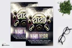 2020年新年主题音乐派对海报传单模板 New Year Flyer MR
