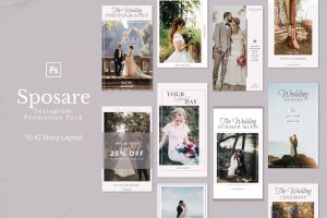 浪漫婚礼Instagram故事海报设计套装 Sposare – Instagram Story Pack