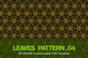 8K超高分辨率抽象树叶四方连续图案无缝背景素材v04 8K UltraHD Seamless Leaves Pattern Background