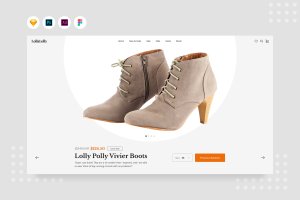 女靴产品/商品详情页界面设计模板 DailyUI.V16 – Female Boots Product Detail